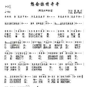 想你念你情哥哥_通俗唱法乐谱_词曲:雷喜明 画桥烟柳
