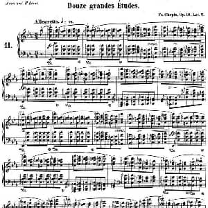 肖邦练习曲11 Op.10 No.11 降E大调 Eb major 钢琴谱 肖邦