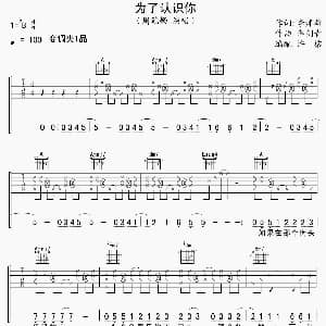 为了认识你 吉他谱 周笔畅 李焯雄 李剑青