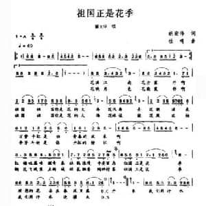 祖国正是花季_民歌简谱_词曲:胡宏伟 杜鸣