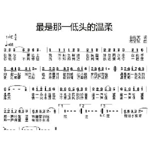 最是那一低头的温柔_通俗唱法乐谱_词曲:白传英 老空弦