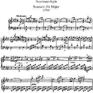 海顿 钢琴奏鸣曲 Hob XVI 43 in A flat major 钢琴谱 海顿