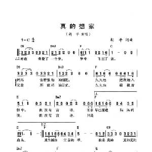 真的想家_通俗唱法乐谱_词曲:胡平 胡平