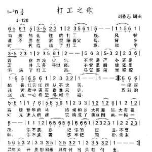 打工之歌_歌曲简谱_词曲:刘衍鹏 刘祚志
