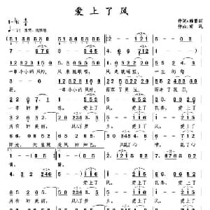 爱上了风_通俗唱法乐谱_词曲:韩雪丽 南风