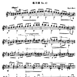费尔南多 索尔 古典吉他练习曲 No.12 吉他谱
