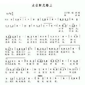 走在阳光路上_民歌简谱_词曲:王江华 胡浩 胡浩
