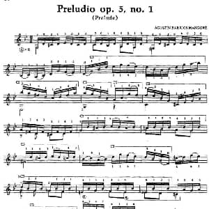 Preludio op.5no.1 吉他谱 奥古斯汀 巴里奥斯 曼戈雷 Agustin Barrios Mangore