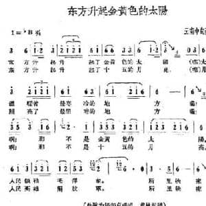 东方升起金黄色的太阳_民歌简谱