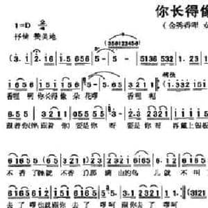 你长得像朵花_民歌简谱_词曲:刘保元 莫义明 吉冬乐