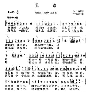 荒路_通俗唱法乐谱_词曲:张藜 许镜清