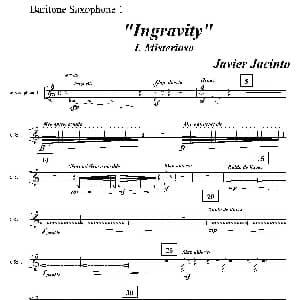 萨克斯谱 | Ingravity 第一乐章 第一上低音萨克斯分谱 Javier Jacinto