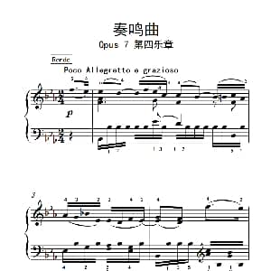 奏鸣曲 Opus 7 第四乐章 钢琴谱 贝多芬