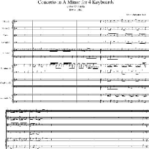四羽管键琴协奏曲 BWV1065 钢琴谱