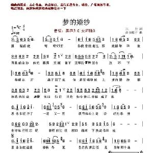 梦的婚纱_通俗唱法乐谱_词曲:三力 高音敏子