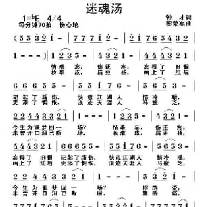 迷魂汤_通俗唱法乐谱_词曲:钟才 黎荣军