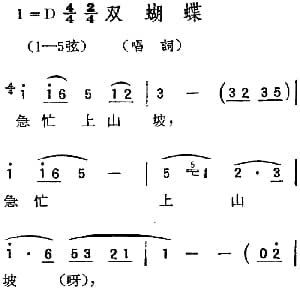 扬剧曲调 双蝴蝶 唱词