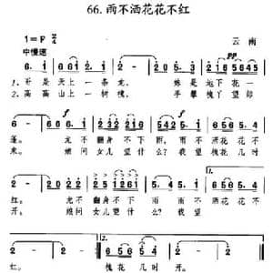 雨不洒花花不红_民歌简谱