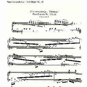 C大调钢琴第一协奏曲 Op.15 华彩乐段 钢琴谱