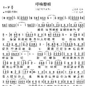 呼唤黎明_歌曲简谱_词曲:王天奇 王天奇