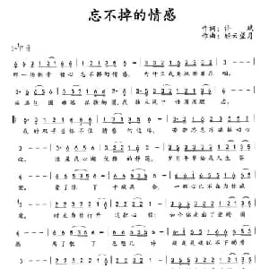 ​忘不掉的情感_通俗唱法乐谱_词曲:许斌 轻云望月