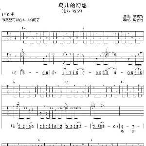 鸟儿的幻想 吉他谱 老狼 李燕飞 李燕飞