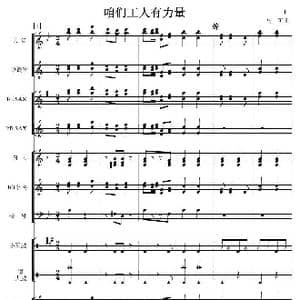 咱们工人有力量 总谱 1 7_歌曲简谱_词曲: 马可