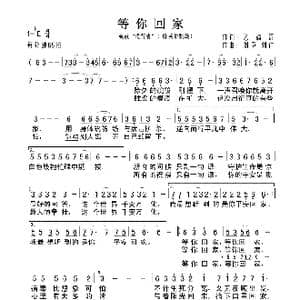 等你回家_歌曲简谱_词曲:乙福海 刘臣 刘佳