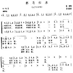 赛马归来_合唱歌谱_词曲:徐演 张绍奎