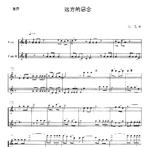长笛曲谱 | 远方的思念 二重奏 钱芑