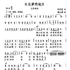 生长梦的地方_民歌简谱_词曲:陈维东 潘庆蓓