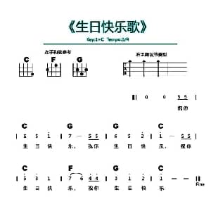 生日快乐歌 吉他谱