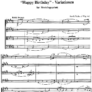 小提琴谱 | Happy Birthday Variationen 生日快乐变奏曲 弦乐四重奏 瓦格纳