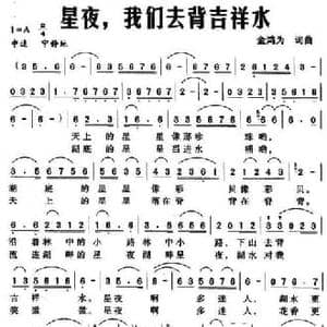 星夜,我们去背吉祥水_民歌简谱_词曲:金鸿为 金鸿为