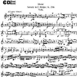 小提琴谱 | Violin Sonata in C Major K.296