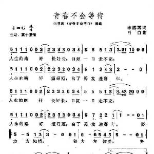 青春不会等待_通俗唱法乐谱_词曲:李苒苒 肖白