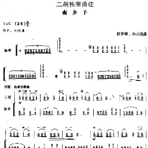 二胡谱 | 二胡独奏曲选 南乡子 孙宇嵘 孙天强