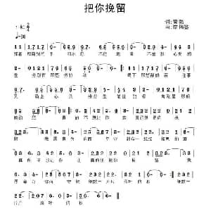 把你挽留_通俗唱法乐谱_词曲:黄强 廖伟鉴