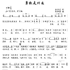 勇敢是什么_儿歌乐谱_词曲:赵大国 朱加农