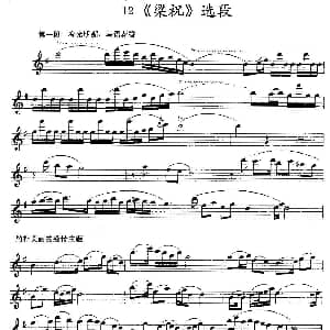 长笛曲谱 | 梁祝 选段