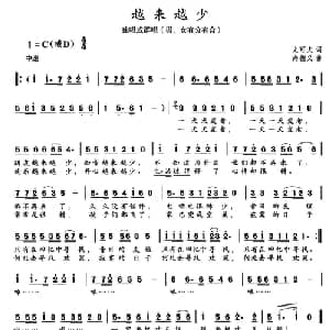 越来越少_通俗唱法乐谱_词曲:史可夫 尚德义