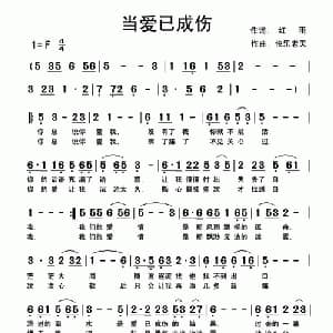 当爱已成伤_通俗唱法乐谱_词曲:红雨 快乐老天