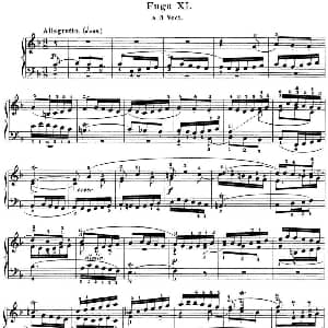 巴赫 平均律钢琴曲集 第一卷 之赋格曲 钢琴谱 巴赫