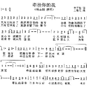 牵挂你的我_通俗唱法乐谱_词曲:李子恒 王豫民