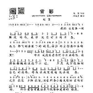 背影_歌曲简谱_词曲:赵雷 赵雷