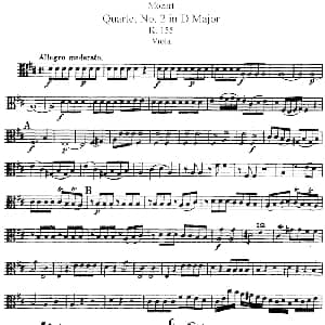 小提琴谱 | Mozart Quartet No.2 in D Major,K.155 Viola分谱