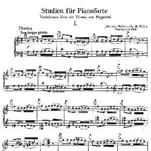 帕格尼尼主题变奏曲 钢琴谱 约翰内斯 勃拉姆斯