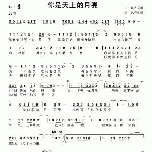 你是天上的月亮_通俗唱法乐谱_词曲:飘香夜雨 飘香夜雨