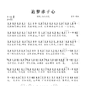 追梦赤子心_通俗唱法乐谱_词曲:苏朵 苏朵