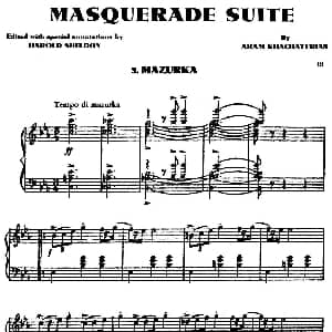 Masquerade Suite 钢琴谱 ,阿拉姆 伊里奇 哈恰图良